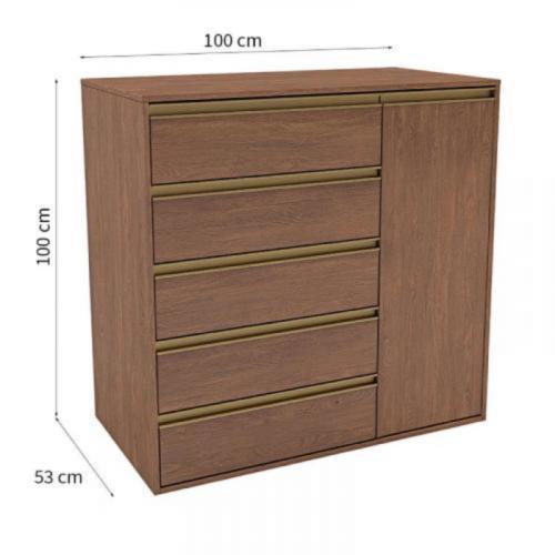 Cômoda 5 gavetas com 1 porta 