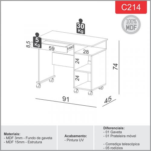 Mesa Computador C214 Dalla Costa
